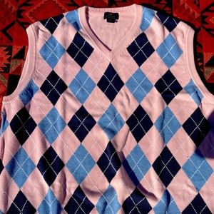 Brooks Brothers Mens 346 XL Pink Argyle Sweater